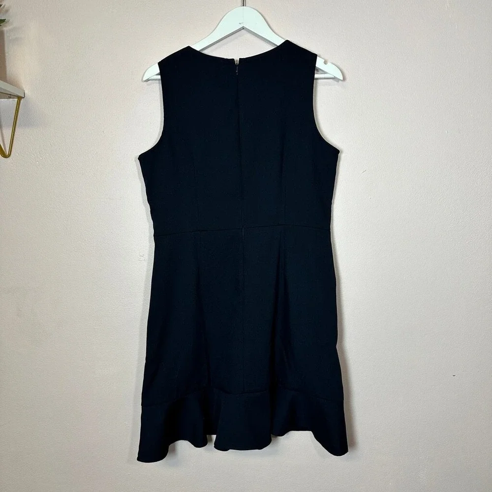 LOFT Navy Blue‎ Sleeveless Flounce Hem Button Front Pocket Shift Dress 12P